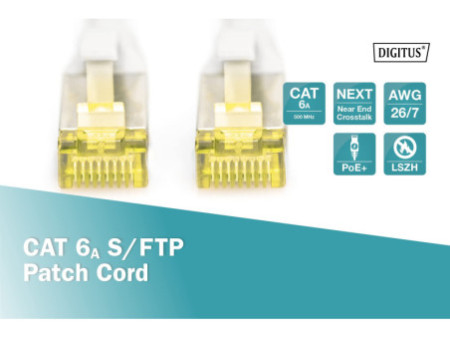 DIGITUS Câble de brassage Cat.6A, S/FTP, 10,0 m, gris