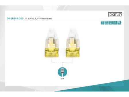 DIGITUS Câble de brassage Cat.6A, S/FTP, 30,0 m, gris