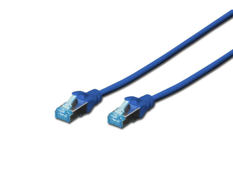DIGITUS Câble patch Cat. 5e, SF/UTP, 0,5 m, bleu