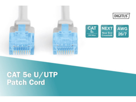 DIGITUS Câble patch, Cat. 5e, U/UTP, 2,0 m, gris