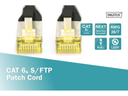 DIGITUS Câble de brassage Cat.6A, S/FTP, 10,0 m, noir
