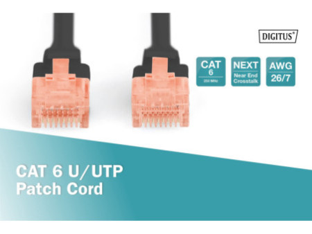 DIGITUS Câble patch, Cat. 6, U/UTP, 5,0 m, noir