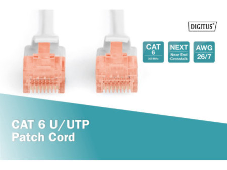 DIGITUS Câble patch, cat. 6, U/UTP,10 m, gris