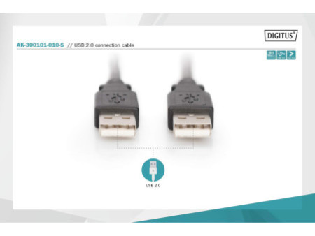 DIGITUS Câble USB 2.0, USB-A mâle - USB-A mâle, 1,0 m