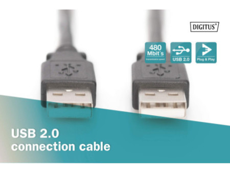 DIGITUS Câble USB 2.0, USB-A mâle - USB-A mâle, 1,0 m