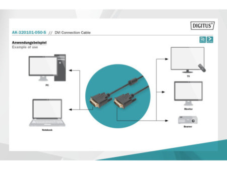 DIGITUS Câble DVI-D 24+1, Dual Link, 5,0 m