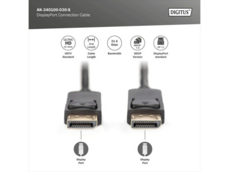 DIGITUS Câble de raccordement DisplayPort, mâle - mâle