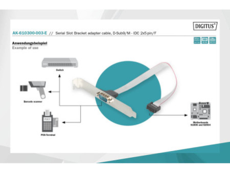 DIGITUS Câble adaptateur sur équerre slot, 0,25 m
