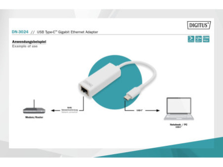 DIGITUS Adaptateur USB 3.0 vers Gigabit Ethernet, blanc