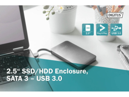 DIGITUS Boîtier pour disque dur 2,5' SATA III, USB 3.0, noir