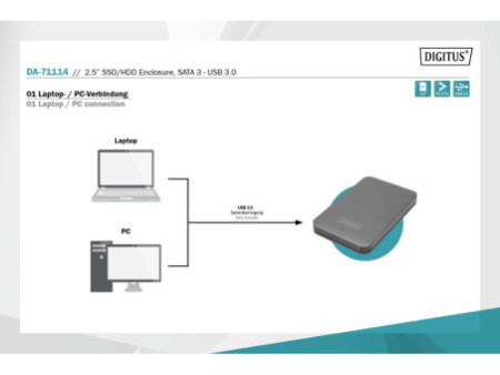DIGITUS Boîtier pour disque dur 2,5' SATA III, USB 3.0, noir