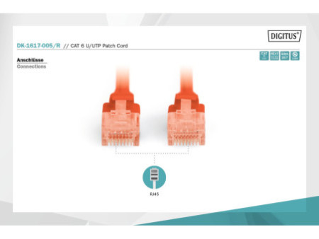 DIGITUS Câble patch, Cat. 6, U/UTP, 0,50 m, rouge