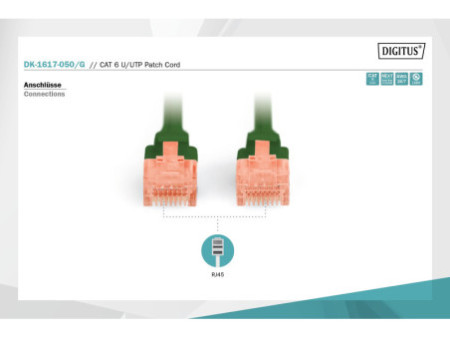 DIGITUS Câble de brassage, Cat. 6, U/UTP, 5,0 m, vert