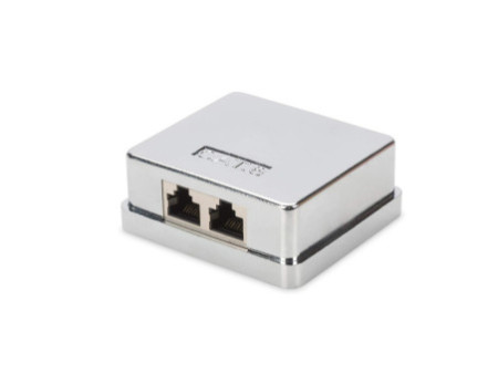 DIGITUS Boîtier en saillie Cat.6, 2 x RJ45, blindé, argent