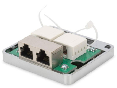 DIGITUS Boîtier en saillie Cat.6A, 2 x RJ45, blindé, argent