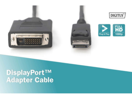 DIGITUS Câble adaptateur, DisplayPort - DVI-D, 2,0 m, noir
