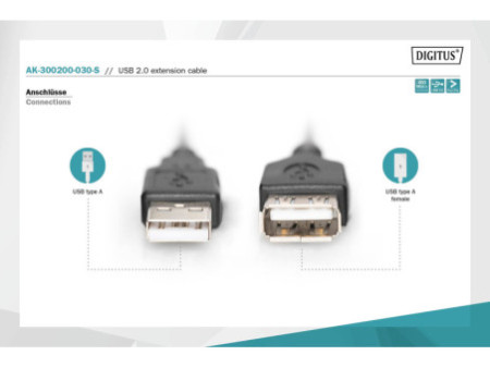 DIGITUS Rallonge USB 2.0, noir, 3,0 m