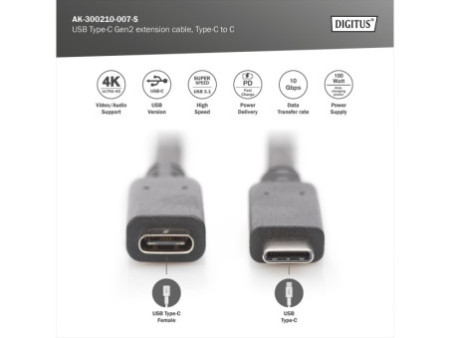 DIGITUS Rallonge USB 3.1, 0,7 m, noir