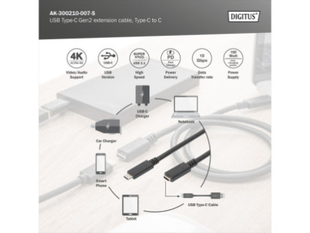 DIGITUS Rallonge USB 3.1, 0,7 m, noir
