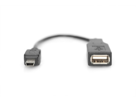 DIGITUS Câble adaptateur USB 2.0, mini USB-B - USB-A, 0,2 m