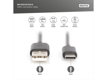 ASSMANN Câble USB 2.0, USB-C mâle - USB-A mâle, 1,0 m