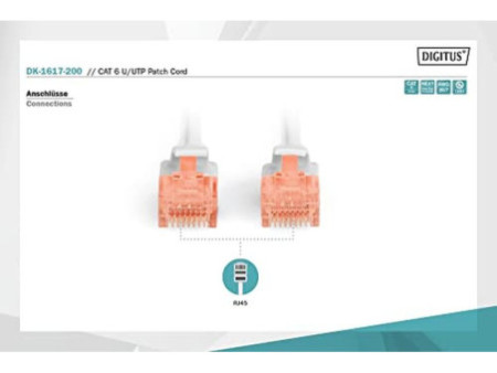 DIGITUS Câble de brassage, Cat. 6, U/UTP, 20,0 m, gris