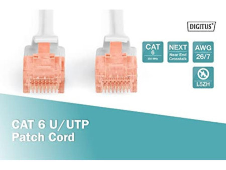 DIGITUS Câble de brassage, Cat. 6, U/UTP, 20,0 m, gris