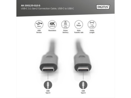 ASSMANN Câble de raccordement USB 3.1, USB-C - USB-C, 1,0 m