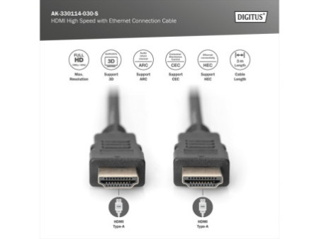 DIGITUS Câble de raccordement High Speed, HDMI-A - HDMI-A
