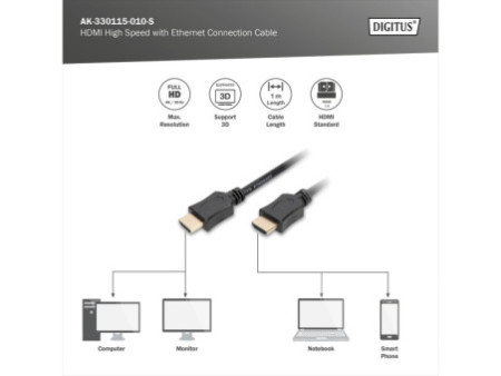 DIGITUS Câble High Speed, HDMI-A - HDMI-D micro