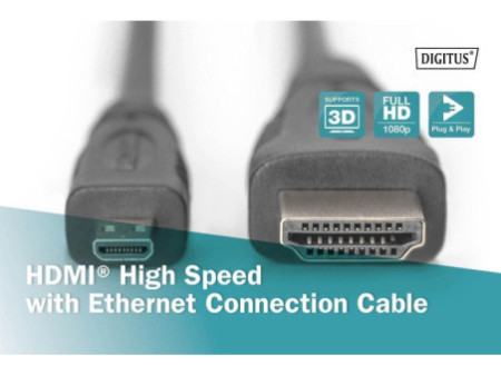 DIGITUS Câble High Speed, HDMI-A - HDMI-D micro