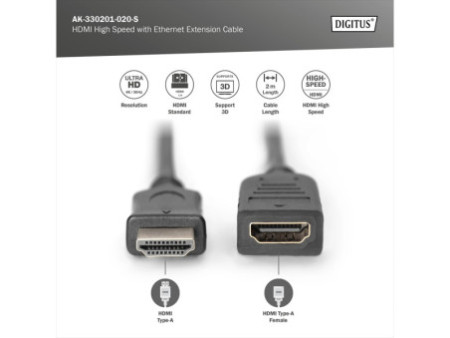 DIGITUS Rallonge High Speed, HDMI-A, 2,0 m