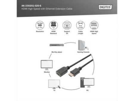 DIGITUS Rallonge High Speed, HDMI-A, 2,0 m