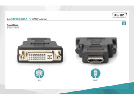 DIGITUS Adaptateur HDMI, HDMI-A - DVI-I, noir