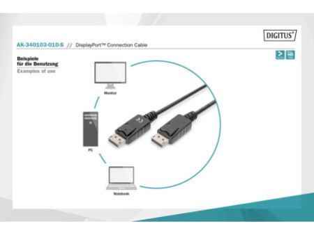 DIGITUS Câble de raccordement DisplayPort 1.1a, DP-DP, 1,0 m
