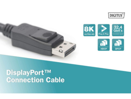 DIGITUS Câble de raccordement DisplayPort 1.3/1.4, DP - DP