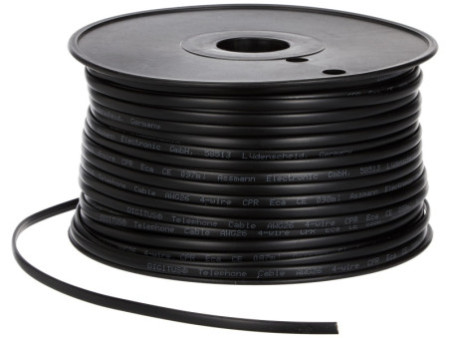 DIGITUS Câble méplat téléphonique,4 conducteurs, 100 m, noir
