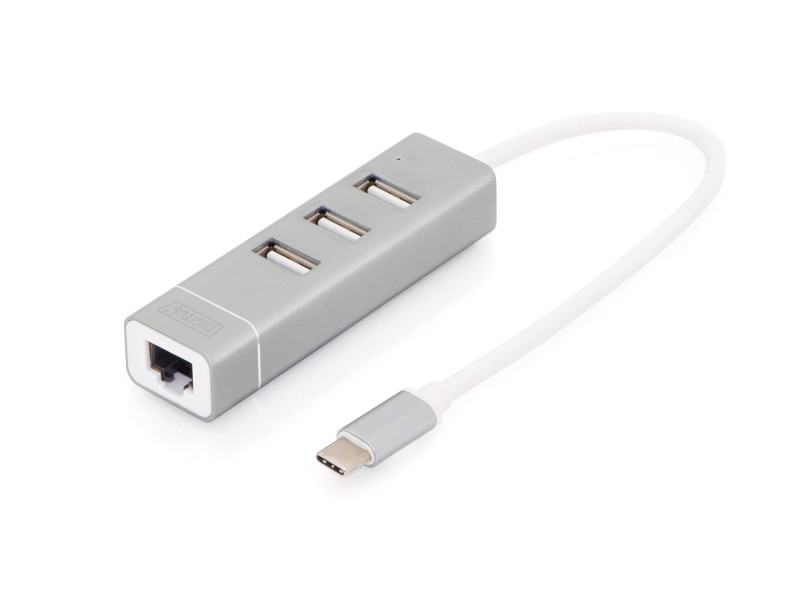 DIGITUS adaptateur USB 2.0 vers Fast Ethernet, 3 ports USB