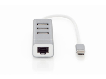 DIGITUS adaptateur USB 2.0 vers Fast Ethernet, 3 ports USB