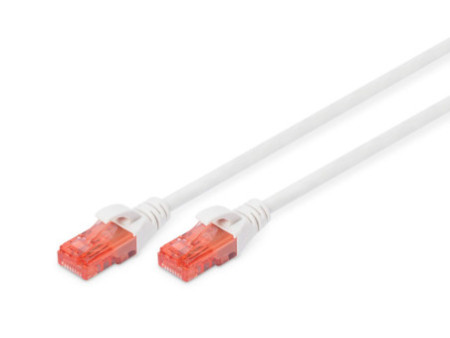 DIGITUS Câble de brassage, Cat. 6, U/UTP, 0,5 m, blanc