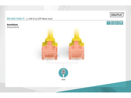 DIGITUS Câble patch, Cat. 6, U/UTP, 1,0 m, jaune
