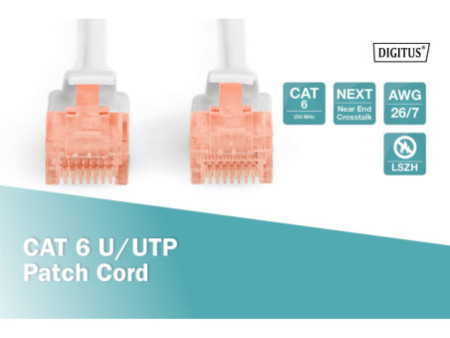 DIGITUS Câble de brassage, Cat. 6, U/UTP, 2,0 m, gris