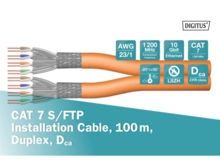 DIGITUS câble d'installation cat. 7, S/FTP, 100 m anneau