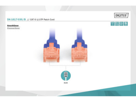 DIGITUS Câble de brassage, Cat. 6, U/UTP, 3,0 m, bleu