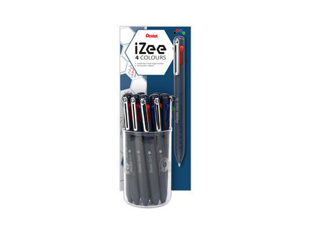 Pentel Stylo à bille rétractable 4 couleurs iZee, présentoir