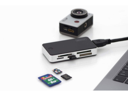 DIGITUS Lecteur de carte USB 3.0 'All-in-one', noir / argent