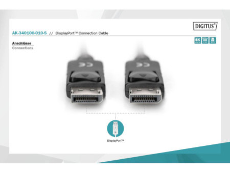 DIGITUS Câble de connexion DisplayPort, mâle - mâle, 1,0 m
