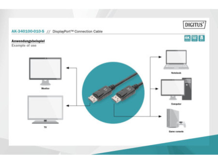 DIGITUS Câble de connexion DisplayPort, mâle - mâle, 1,0 m
