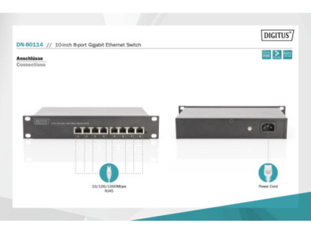 DIGITUS Switch 10' Gigabit, 8 ports