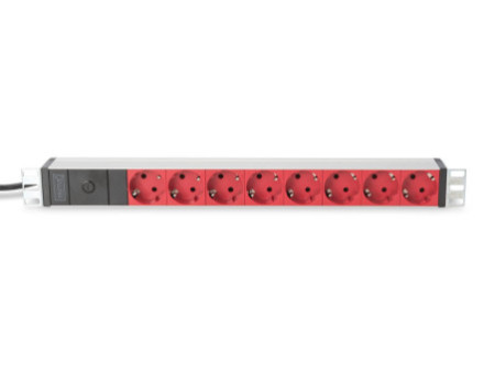 DIGITUS Bloc multiprise 19' 8 ports 1 U, avec parasurtenseur